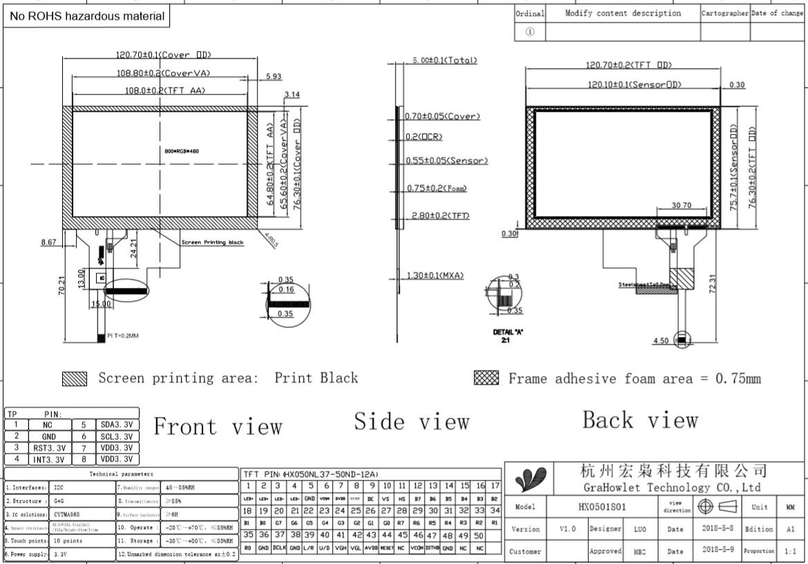 5 touch screen lcd